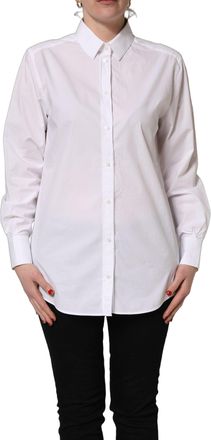 Dolce & Gabbana Womens White Cotton Long Sleeve Button-Up Shirt Top
