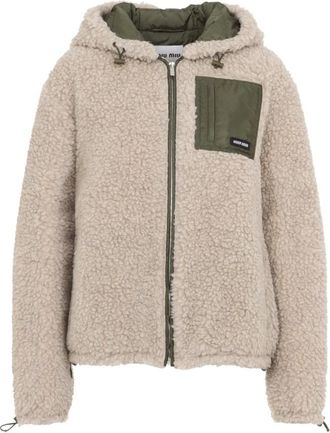 Miu Miu Wool Blouson Jacket - Dames - Jassen - Beige - M - Wol - Jassen