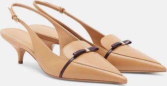 Ferragamo Bow-detail leather slingback pumps