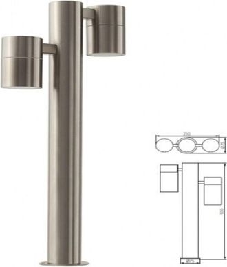 Trade Shop Trade Shop Traesio - Piantana Lampione Da Giardino 2 Lampade Agara 35w Gu10 Led Luci Vialetto Ip44