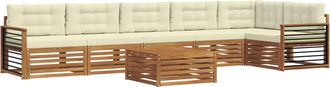 vidaXL Conjunto De Sof&aacute;s De Exterior 7 Uds. Natural Y Crema Vidaxl