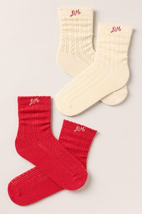 Damson Madder Pointelle Crew Socks