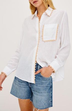 Rails Saya Crochet Trim Button-Up Shirt in White at Nordstrom, Size Xx-Large