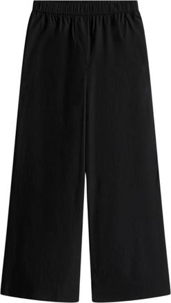 Tommy Hilfiger Poplin Wide Leg Pant - Dames - Wijde Broeken - Zwart - L - Katoen - Broeken