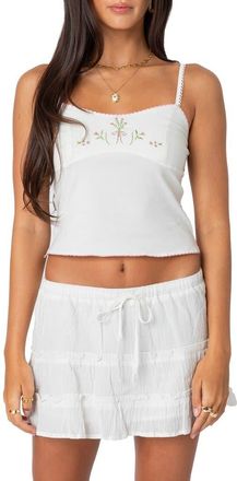 Edikted Prairie Floral Embroidered Camisole in White at Nordstrom, Size X-Small