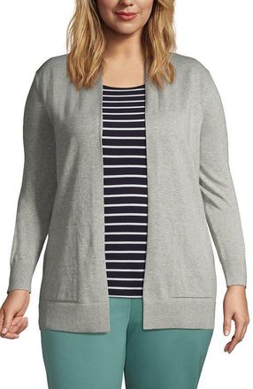 Lands End Long Sleeve Open Long Cardigan Sweater in Gray Heather at Nordstrom, Size 3 X