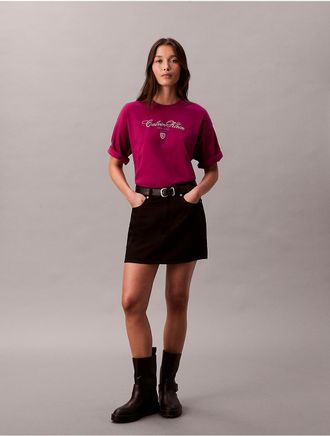 Calvin Klein Jeans Calvin Klein Womens Script Logo Graphic Relaxed T-Shirt - Red - XL