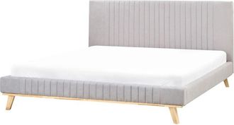 Beliani Letto matrimoniale in ciniglia grigio chiaro 180 x 200 cm Talence