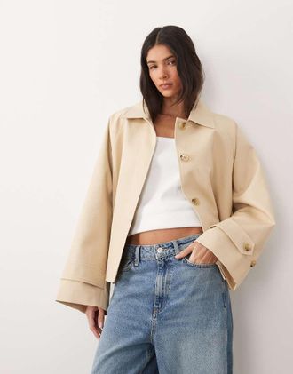 Mango Trench corto in 100% cotone beige-Neutro