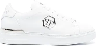 Philipp Plein Sneakers, male, White, Size: 11 US Hexagon Low-Top Leather Sneakers