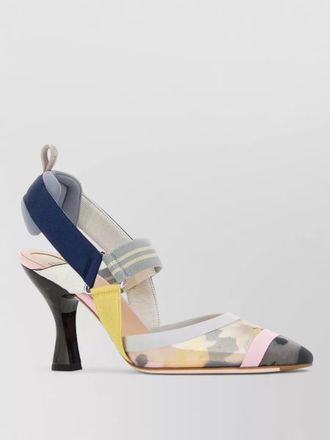 Fendi mesh colibri sandals pointed toe kitten heel