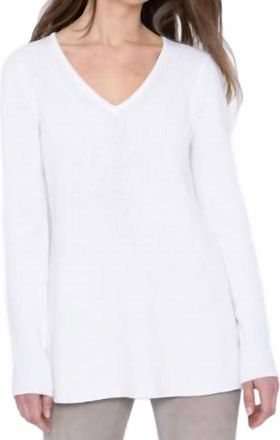 Kinross Cashmere Cotton Easy Rib Vee Sweater In Champagne