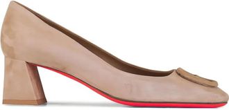 Santoni Pomp met halfhoge hak - Dames - Pumps - Bruin - 40 EU - Leer - Schoenen
