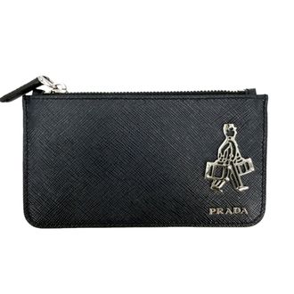 Prada Navy White Leather Coin Purse/Coin Case (Pre-Owned)