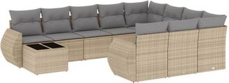vidaXL Set De Sof&aacute;s De Jard&iacute;n 11pzas Con Cojines Rat&aacute;n Sint&eacute;tico Beige Vidaxl