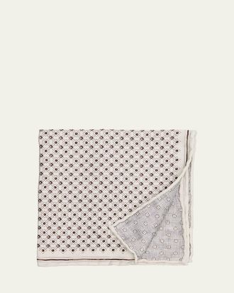 Brunello Cucinelli Mens Double-Face Geometric Silk Pocket Square