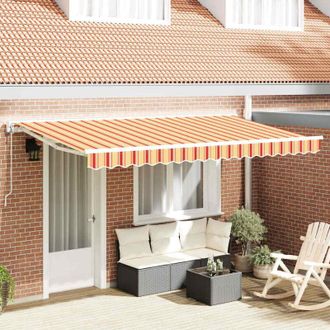 vidaXL Toldo Retr&aacute;ctil Manual Rayas Multicolor 400x200 Cm Tela Vidaxl