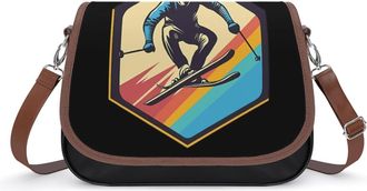 Generic Vintage Skiing Ski Womens Crossbody Bag Fashion Shoulder Handbags Message Tote Bag with Adjustable Strap