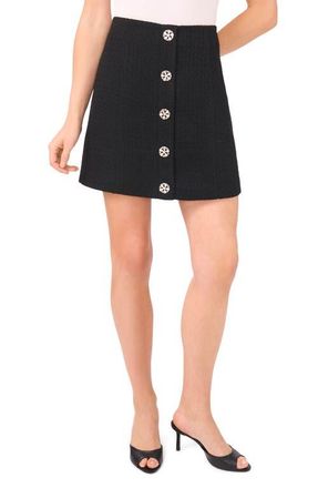 CeCe by Cynthia Steffe Tweed Miniskirt in Rich Black at Nordstrom, Size 6