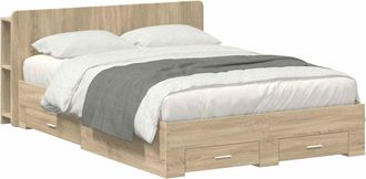 vidaXL Estructura De Cama Con Almacenamiento Roble Sonoma 150 X 200 Cm Vidaxl