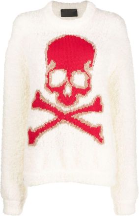 Philipp Plein Skull&Bones knitted jumper - women - Mohair/Silk/Wool/Acrylic - S - White