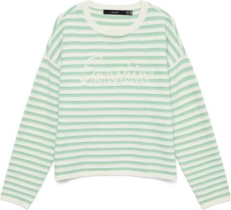 Vero Moda Strickpullover VERO MODA VMAPPLE LS O-NECK PULLOVER BOO, Damen, Gr. XL, birch stripes:with bosphorus, Strick, Obermaterial: 80% Polyester, 20% Nylon, 