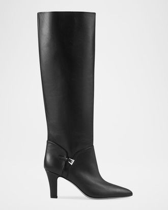 PARIS TEXAS Elsa Leather Mini Buckle Knee Boots