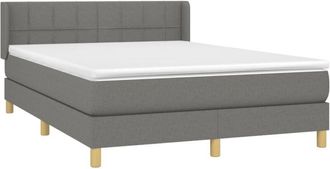 vidaXL Cama Box Spring Con Colch&oacute;n Tela Gris Oscuro 140x200 Cm Vidaxl