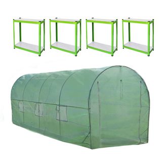 MonsterShop Polytunnel 25mm 6m x 3m with Racking in Green