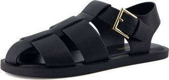 Cushionaire Womens Plaza Fisherman Sandal In Black Smooth