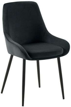 Clp Clp - Silla De Comedor Elmira De Terciopelo Negro Metal Negro Mate