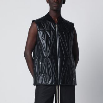Rick Owens Gilet con zip nero in ecopelle