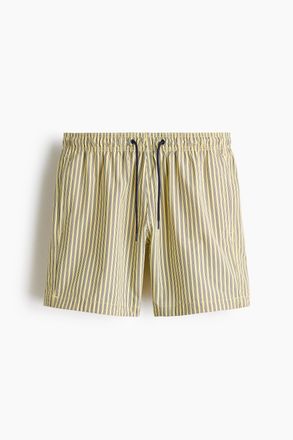 H&M Badeshorts aus Seersucker - Hellgelb/Gestreift