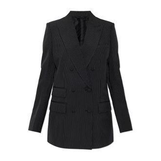 Tom Ford Jassen, Dames, Zwart, 3Xs, Leer, Pinstripe Blazer