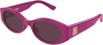 Balenciaga Nano Round AF Zonnebril - Dames - Zonnebrillen - Roze - 53 MM - Nylon - Accessoires