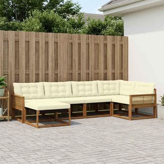 vidaXL Vidaxl Set Di Divani Da Esterno 6 Pz Naturale E Crema