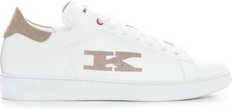 Kiton Sneakers met contrasterende hiel - Heren - Sneakers - Wit - 46 EU - Leer - Schoenen