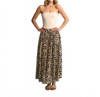 Guadalupe Design Charlotte Long Skirt In Blue Multi