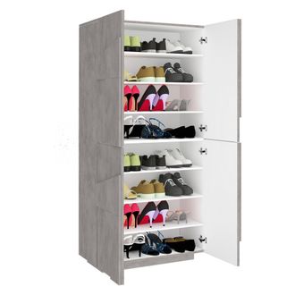 Dmora Dmora - Zapatero Moderno, Made In Italy, Con 4 Puertas Batientes, Zapatero De Entrada, Armario Multiusos, 81x38h167cm, Color Gris Pizarra, Con Embalaj