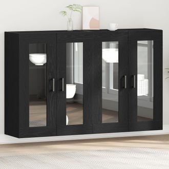 Berkfield Home Wall Mounted Cabinets 2 pcs Black Oak 69, 5x34x90 cm Engineered Wood | Size: 5 x 34 x 90 cm