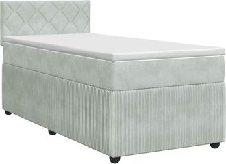 vidaXL Cama Box Spring Con Colch&oacute;n Gris Claro 100 X 200 Cm Terciopelo Vidaxl