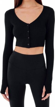 SPLITS59 Rene Rib Crop Cardigan In Black