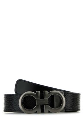 Ferragamo Black Leather Reversible Belt