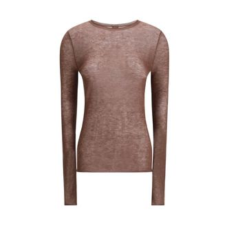 Pinko Long Sleeve T-Shirts, female, Brown, XS, Shimmering Micropaillette Jumper