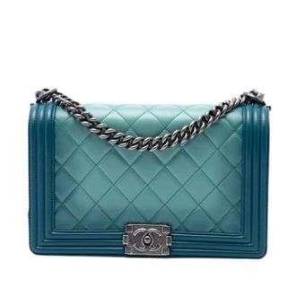 Chanel Pre-owned The Boy Flap - Dames - Pre-owned - Blauw - Maat: ONE Size Zijde