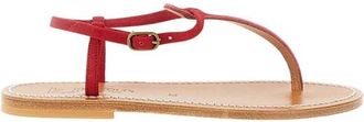 K.Jacques Platte sandalen - Dames - Sandalen - Rood - 37 EU - Leer - Schoenen