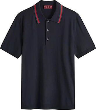 Gucci Polo - male - Gucci - Polo Shirts - Blue - M - Tops