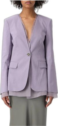 Pinko Blazer in Misto Lino - - Jackets - Donna - Viola - S