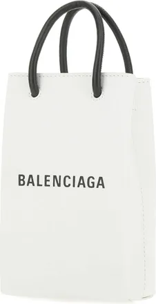 Balenciaga Mens White Leather Phone Case 9000 T Domesticated Calf Le Borse A Mano Bag
