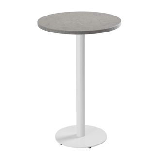 Oviala Table alta 60 cm pie blanco y revestimiento de hormigón gris claro